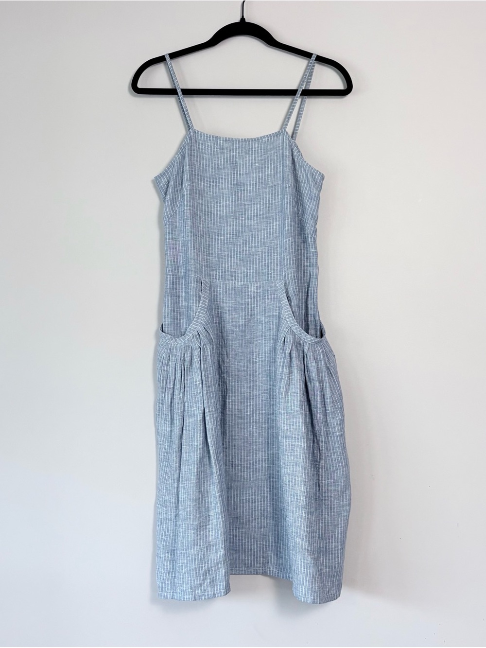 Agnès b. Vintage Striped Chambray Linen Pinafore Dress Size 6